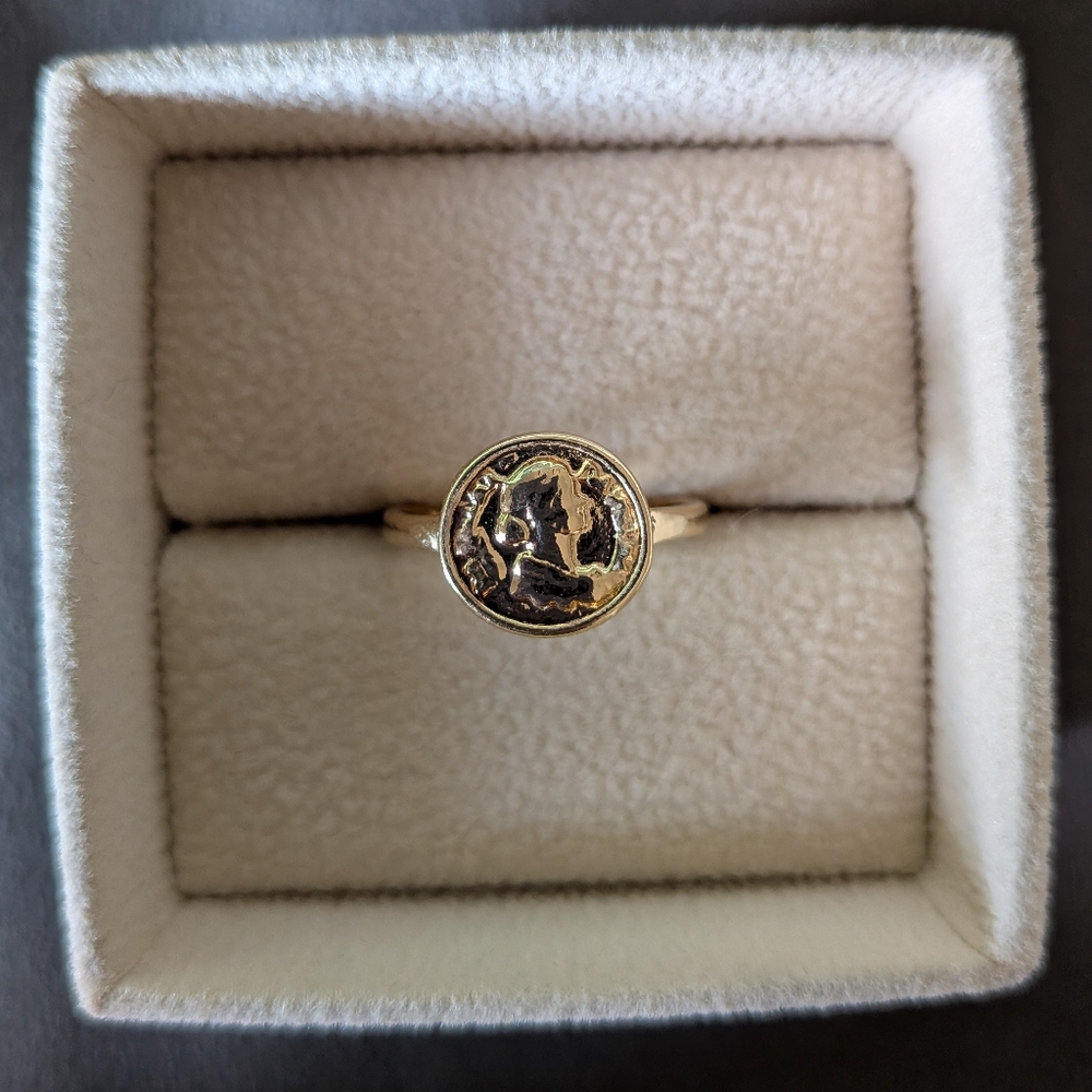 Gold Tone Coin Ring - Size 6.5